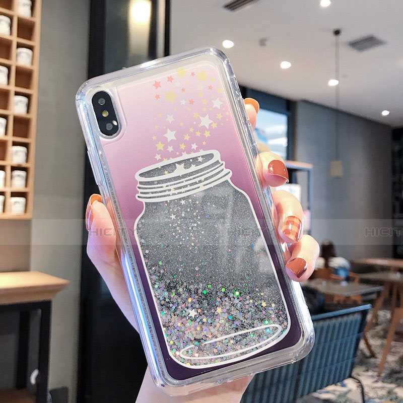 Silikon Schutzhülle Ultra Dünn Tasche Durchsichtig Transparent Blumen T01 für Apple iPhone Xs Max Grau