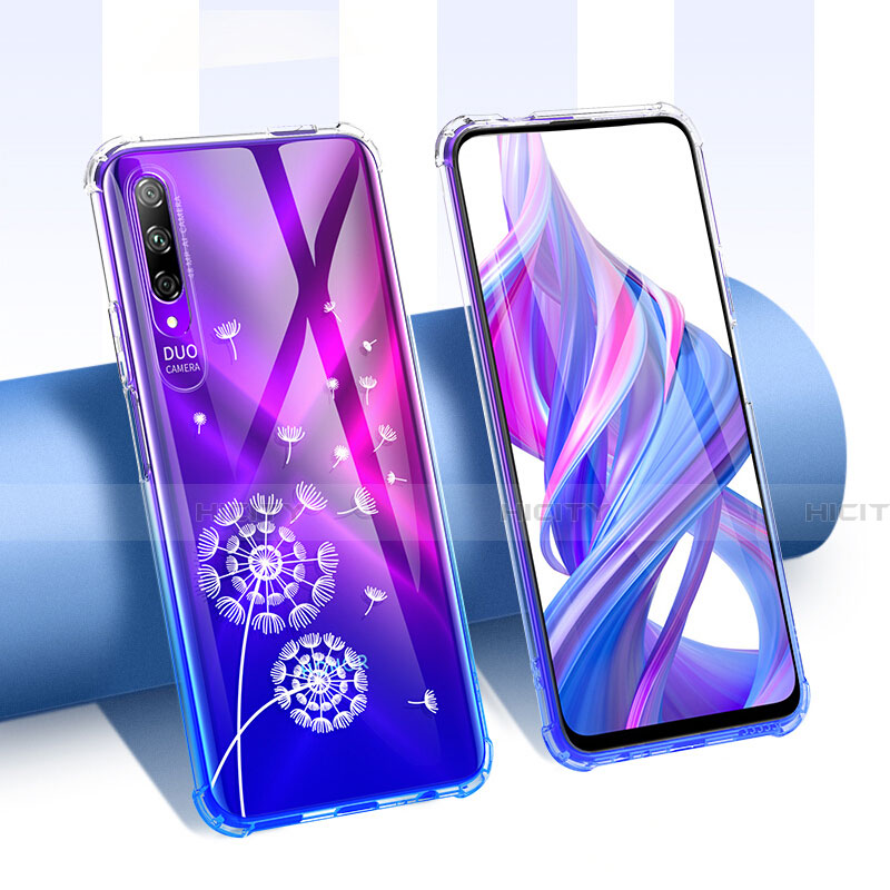 Silikon Schutzhülle Ultra Dünn Tasche Durchsichtig Transparent Blumen T01 für Huawei Honor 9X Pro groß