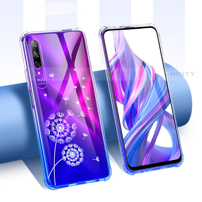 Silikon Schutzhülle Ultra Dünn Tasche Durchsichtig Transparent Blumen T01 für Huawei P Smart Pro (2019) groß