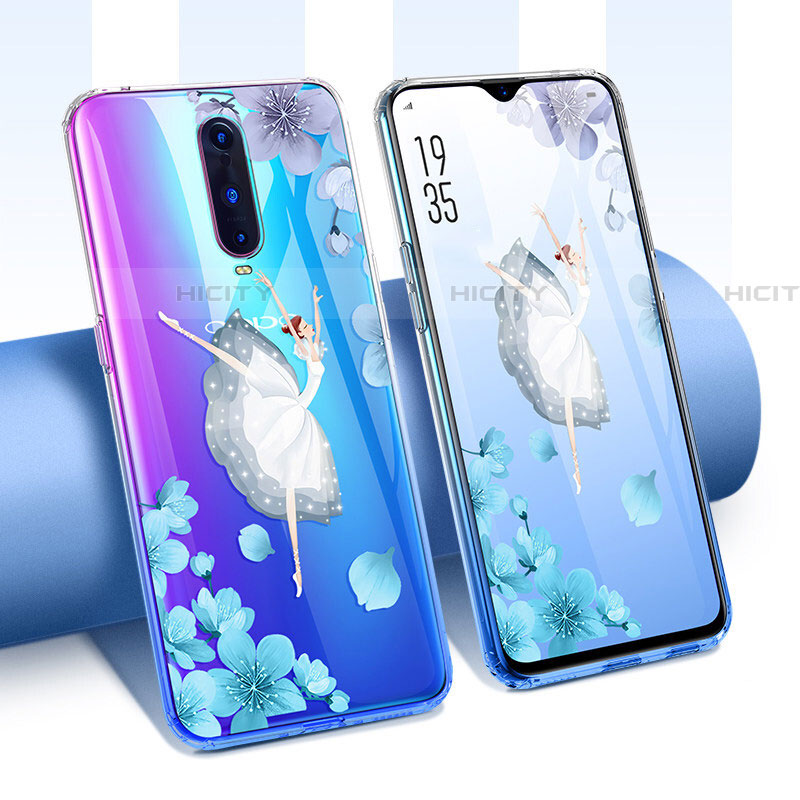 Silikon Schutzhülle Ultra Dünn Tasche Durchsichtig Transparent Blumen T01 für Oppo RX17 Pro groß