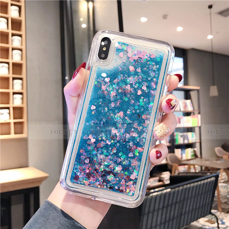 Silikon Schutzhülle Ultra Dünn Tasche Durchsichtig Transparent Blumen T02 für Apple iPhone X Blau Plus