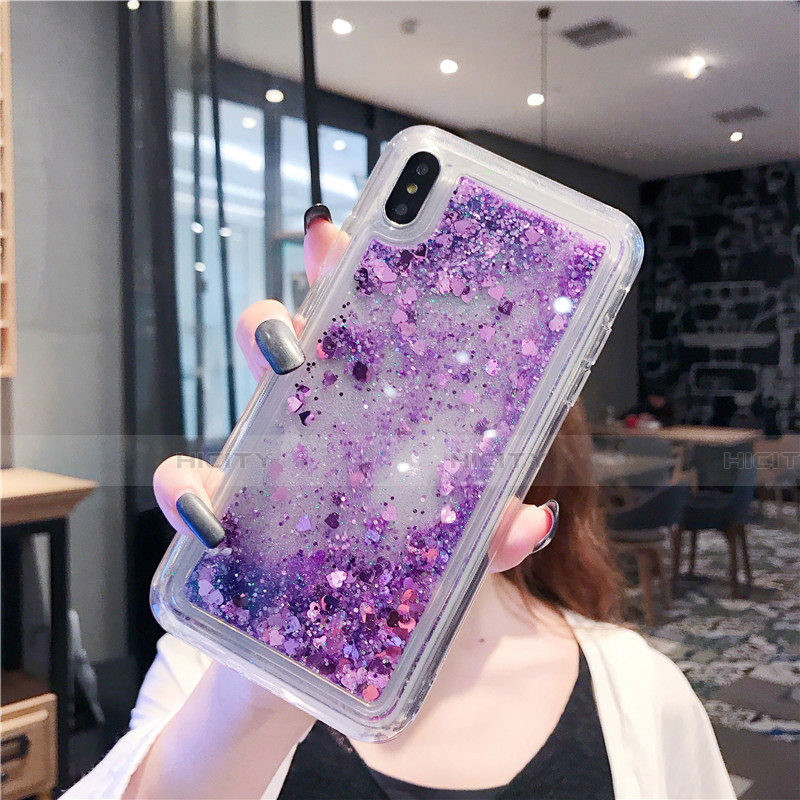 Silikon Schutzhülle Ultra Dünn Tasche Durchsichtig Transparent Blumen T02 für Apple iPhone X Violett