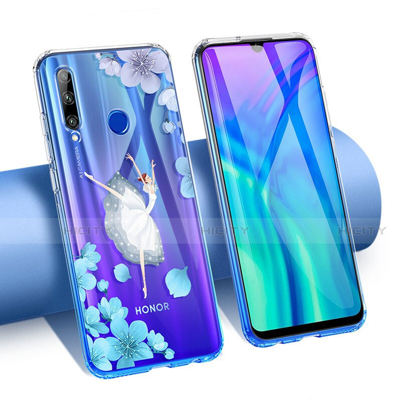 Silikon Schutzhülle Ultra Dünn Tasche Durchsichtig Transparent Blumen T02 für Huawei Honor 20 Lite Weiß