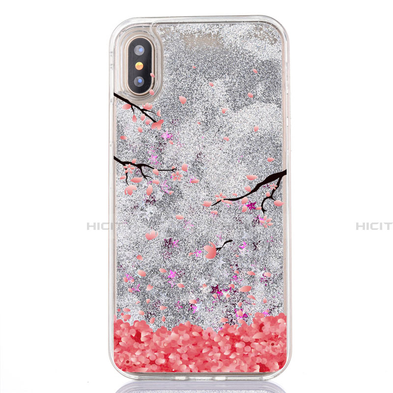 Silikon Schutzhülle Ultra Dünn Tasche Durchsichtig Transparent Blumen T04 für Apple iPhone X groß