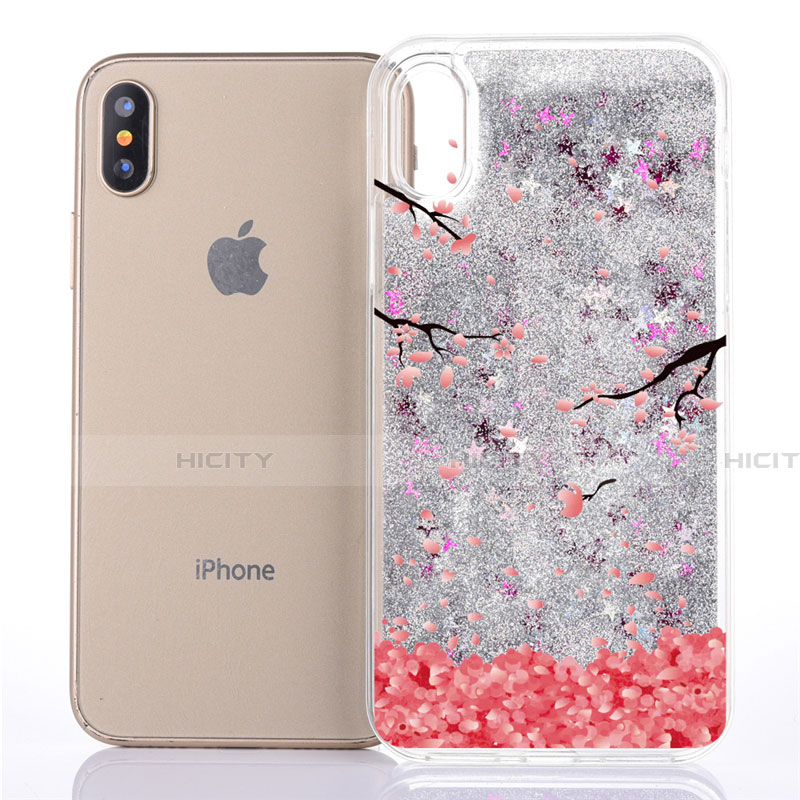 Silikon Schutzhülle Ultra Dünn Tasche Durchsichtig Transparent Blumen T04 für Apple iPhone X groß