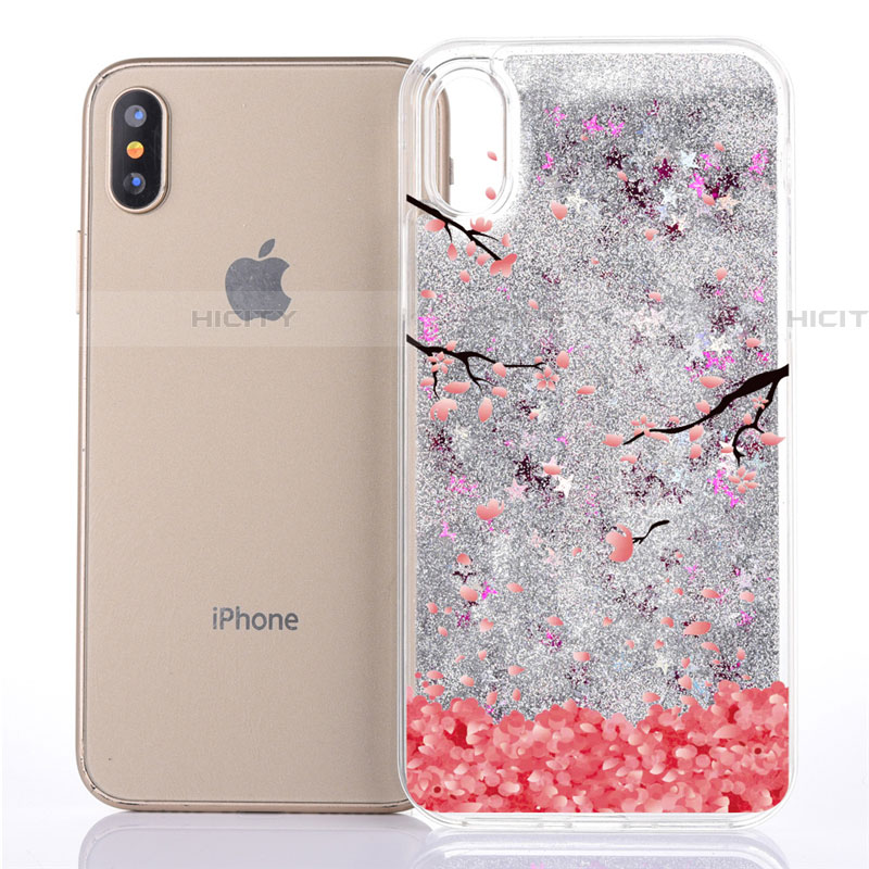 Silikon Schutzhülle Ultra Dünn Tasche Durchsichtig Transparent Blumen T04 für Apple iPhone Xs groß