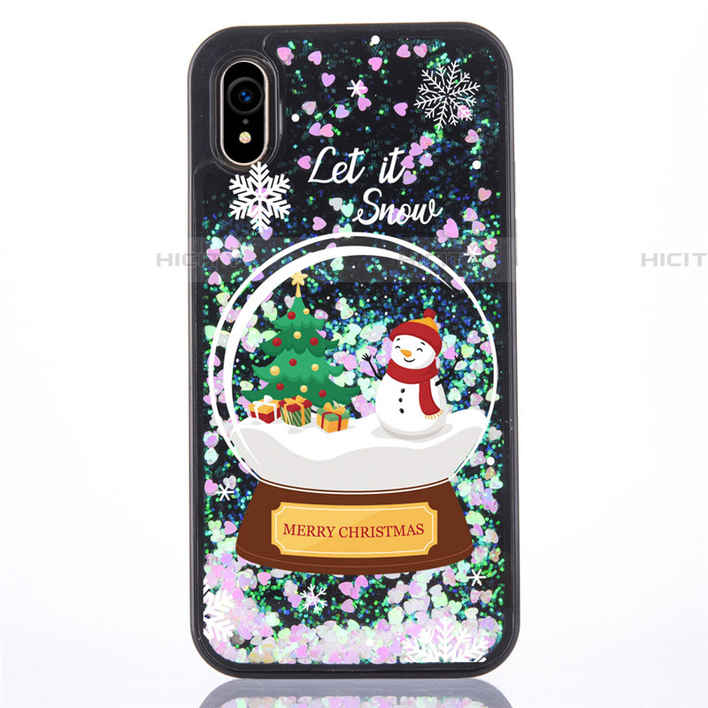 Silikon Schutzhülle Ultra Dünn Tasche Durchsichtig Transparent Blumen T05 für Apple iPhone XR Schwarz