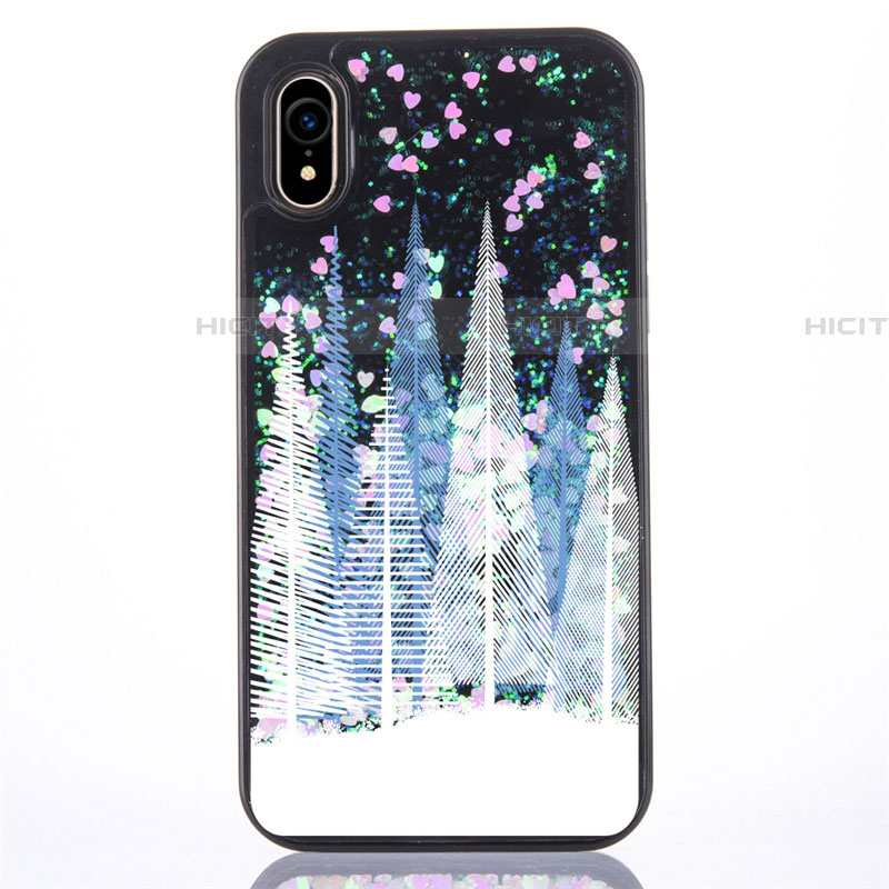 Silikon Schutzhülle Ultra Dünn Tasche Durchsichtig Transparent Blumen T08 für Apple iPhone XR Blau