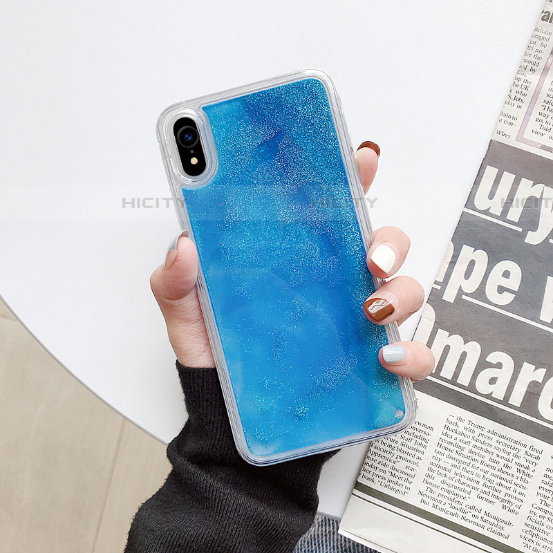 Silikon Schutzhülle Ultra Dünn Tasche Durchsichtig Transparent Blumen T12 für Apple iPhone XR Hellblau