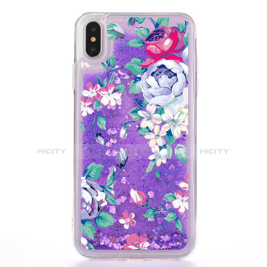 Silikon Schutzhülle Ultra Dünn Tasche Durchsichtig Transparent Blumen T18 für Apple iPhone X Violett Plus