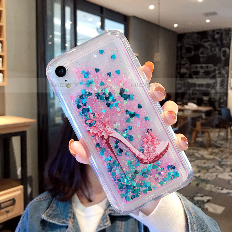 Silikon Schutzhülle Ultra Dünn Tasche Durchsichtig Transparent Blumen T21 für Apple iPhone XR Blau