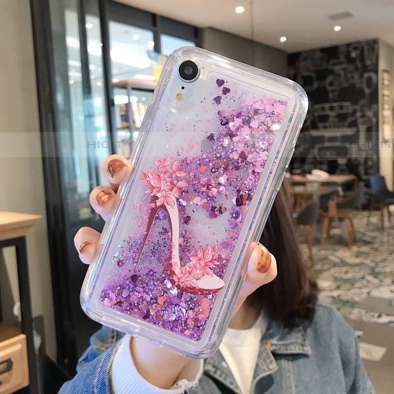 Silikon Schutzhülle Ultra Dünn Tasche Durchsichtig Transparent Blumen T21 für Apple iPhone XR Violett Plus