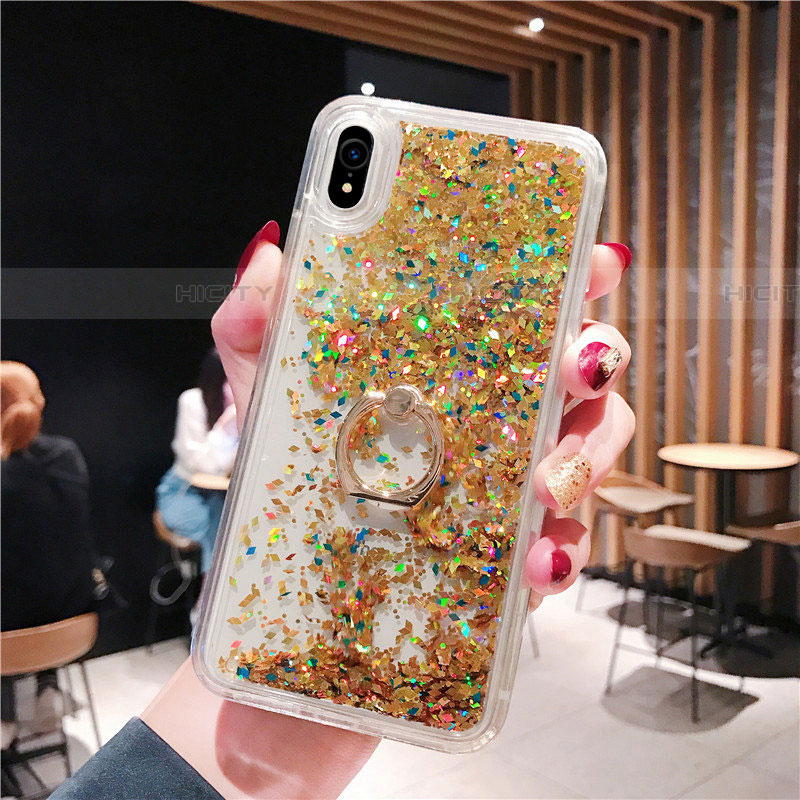 Silikon Schutzhülle Ultra Dünn Tasche Durchsichtig Transparent Blumen T25 für Apple iPhone XR Gold Plus