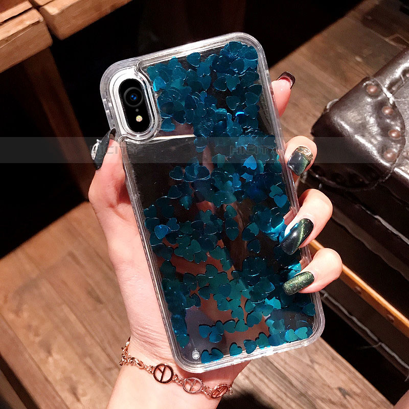 Silikon Schutzhülle Ultra Dünn Tasche Durchsichtig Transparent Blumen T26 für Apple iPhone XR Blau