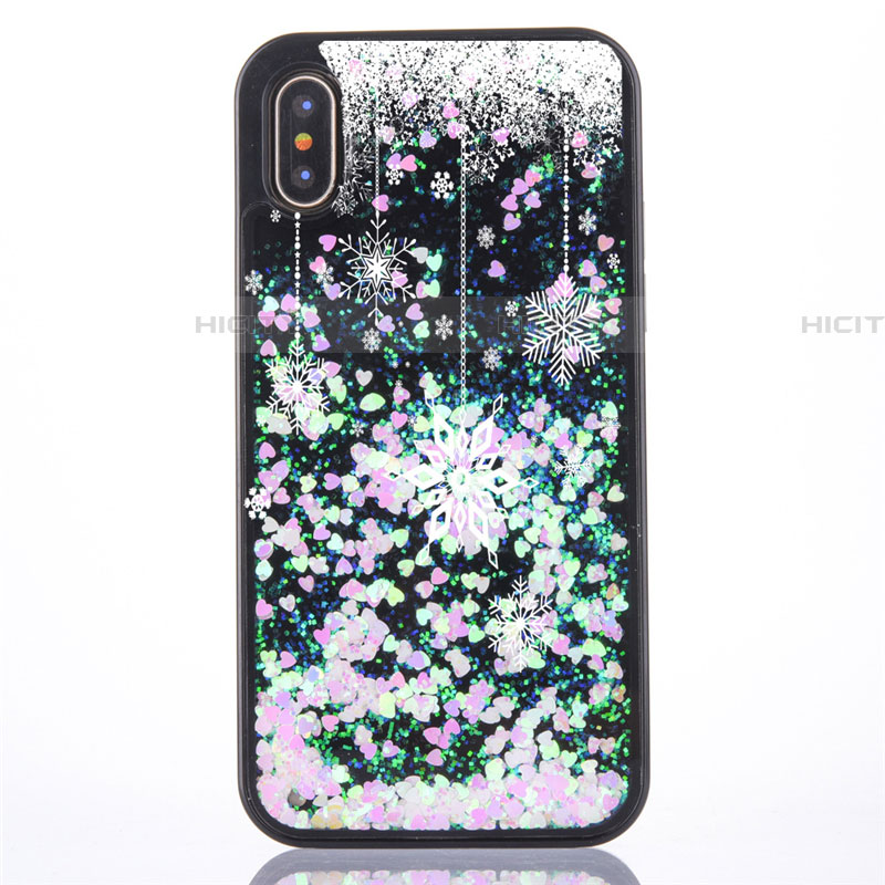 Silikon Schutzhülle Ultra Dünn Tasche Durchsichtig Transparent Blumen Z02 für Apple iPhone Xs Grün Plus