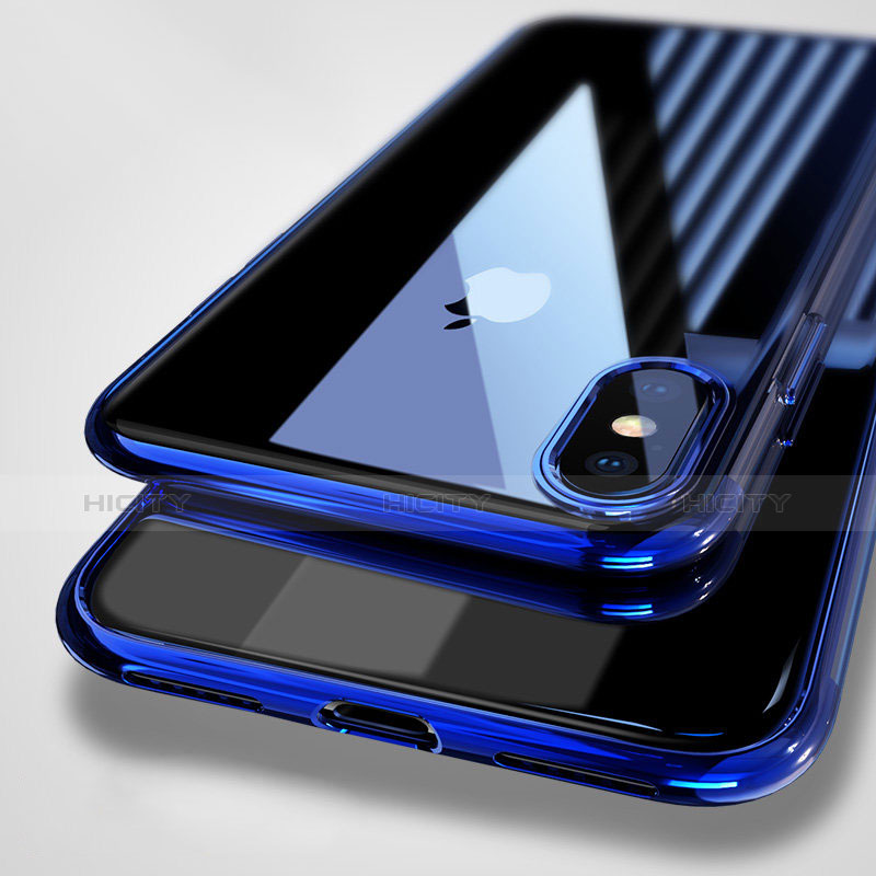 Silikon Schutzhülle Ultra Dünn Tasche Durchsichtig Transparent C01 für Apple iPhone X Blau Plus