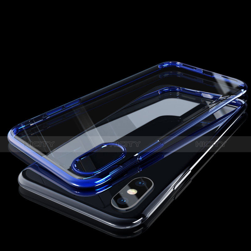 Silikon Schutzhülle Ultra Dünn Tasche Durchsichtig Transparent C01 für Apple iPhone X Blau groß