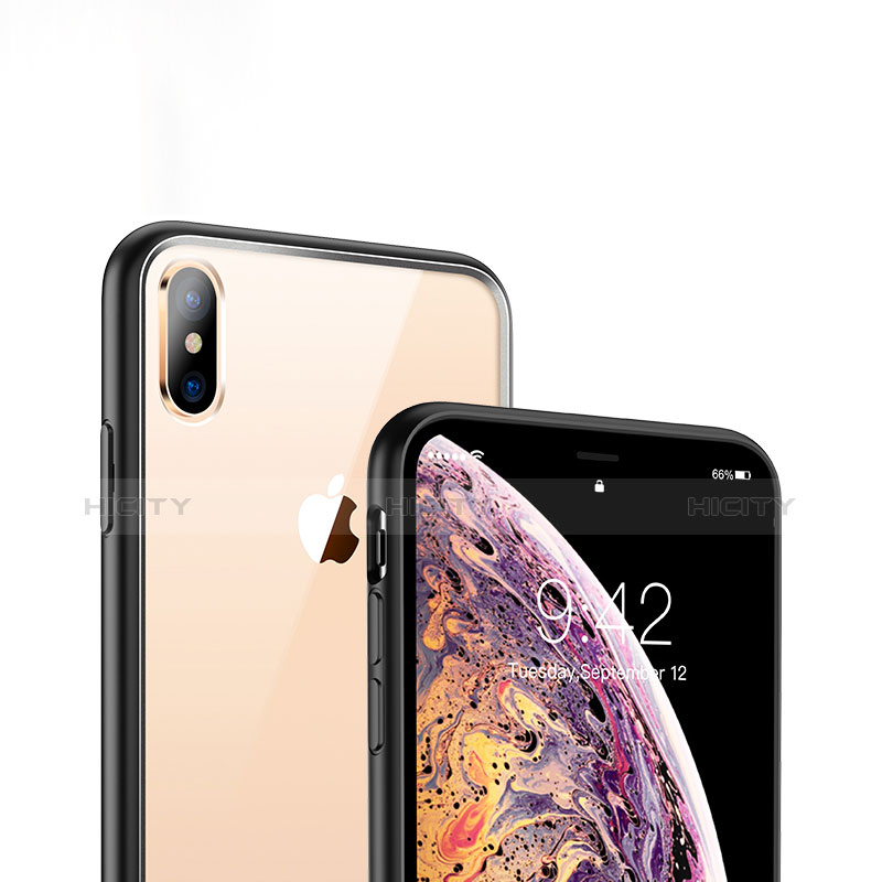 Silikon Schutzhülle Ultra Dünn Tasche Durchsichtig Transparent C06 für Apple iPhone X Schwarz groß