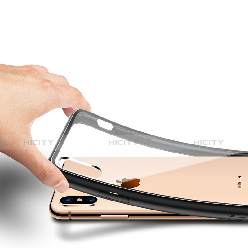 Silikon Schutzhülle Ultra Dünn Tasche Durchsichtig Transparent C06 für Apple iPhone X Schwarz groß