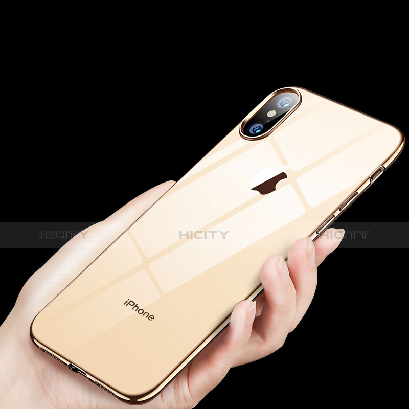 Silikon Schutzhülle Ultra Dünn Tasche Durchsichtig Transparent C11 für Apple iPhone X Gold Plus