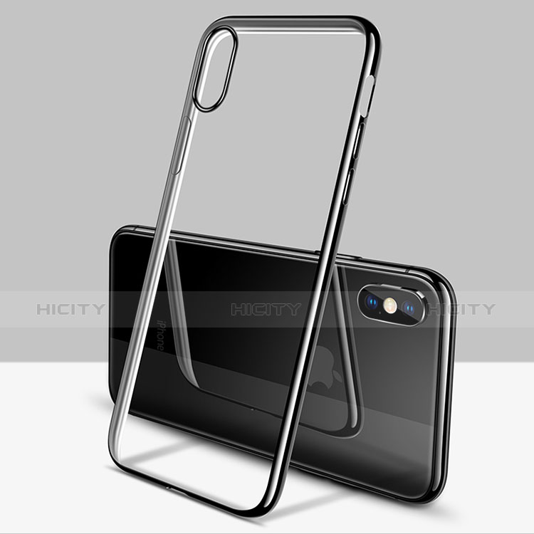 Silikon Schutzhülle Ultra Dünn Tasche Durchsichtig Transparent C11 für Apple iPhone X Schwarz groß