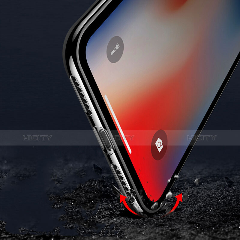 Silikon Schutzhülle Ultra Dünn Tasche Durchsichtig Transparent C11 für Apple iPhone X Schwarz groß