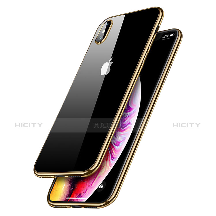 Silikon Schutzhülle Ultra Dünn Tasche Durchsichtig Transparent C12 für Apple iPhone X Gold