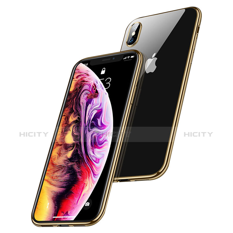 Silikon Schutzhülle Ultra Dünn Tasche Durchsichtig Transparent C12 für Apple iPhone X Gold