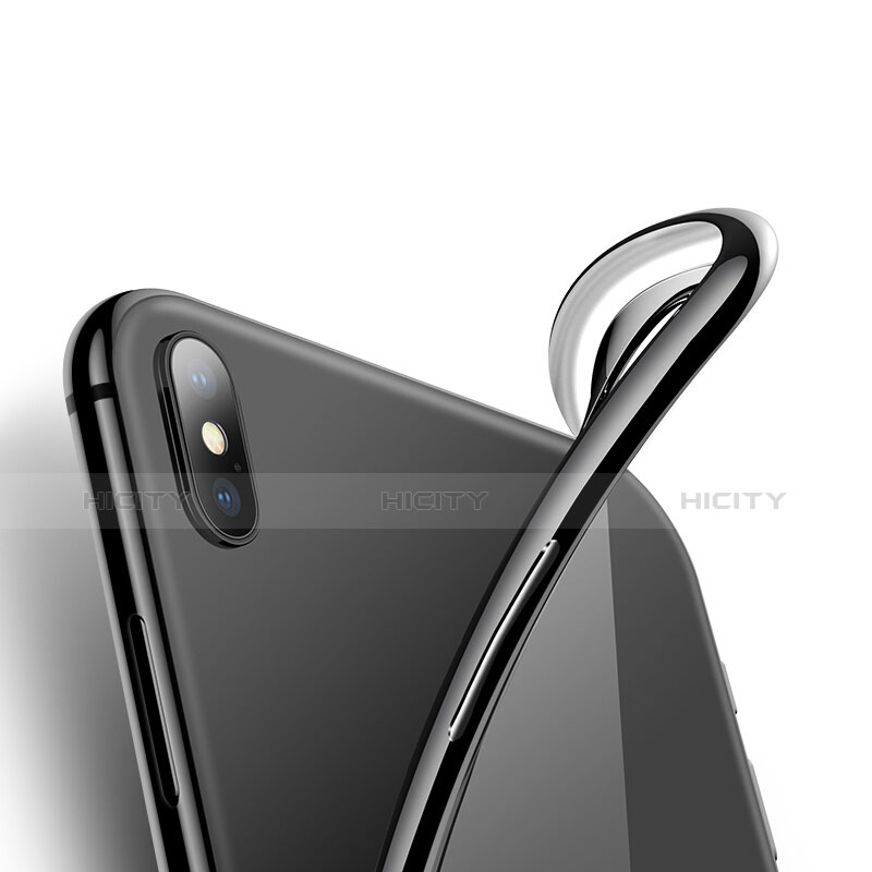 Silikon Schutzhülle Ultra Dünn Tasche Durchsichtig Transparent C12 für Apple iPhone X Schwarz