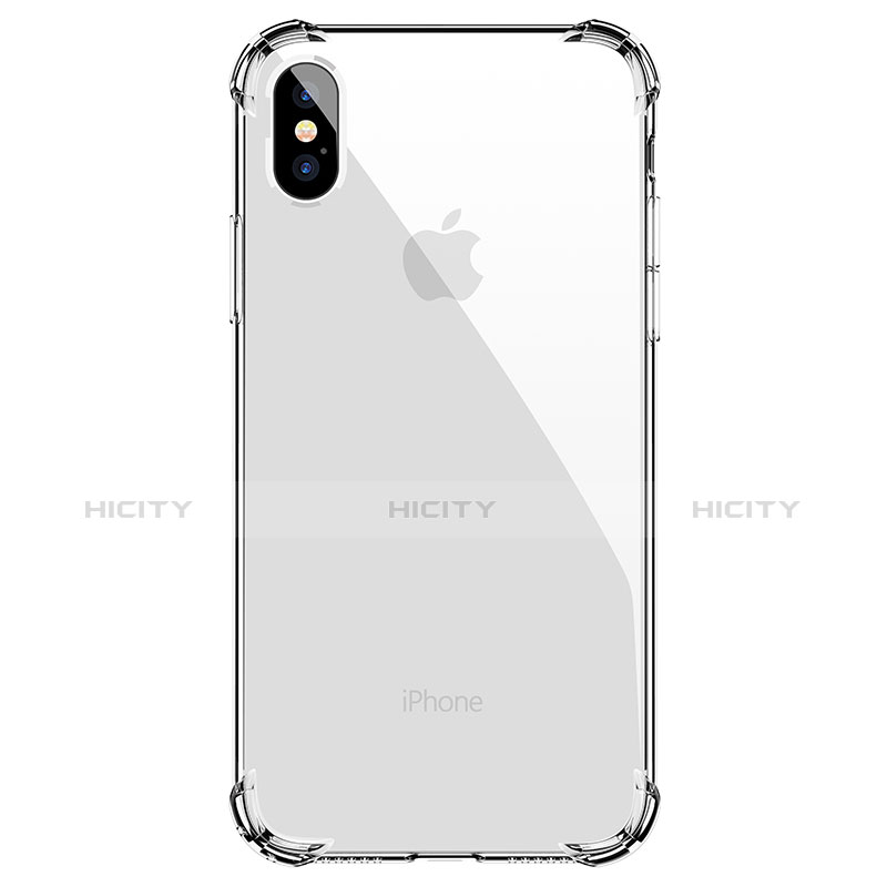 Silikon Schutzhülle Ultra Dünn Tasche Durchsichtig Transparent C15 für Apple iPhone X Schwarz groß