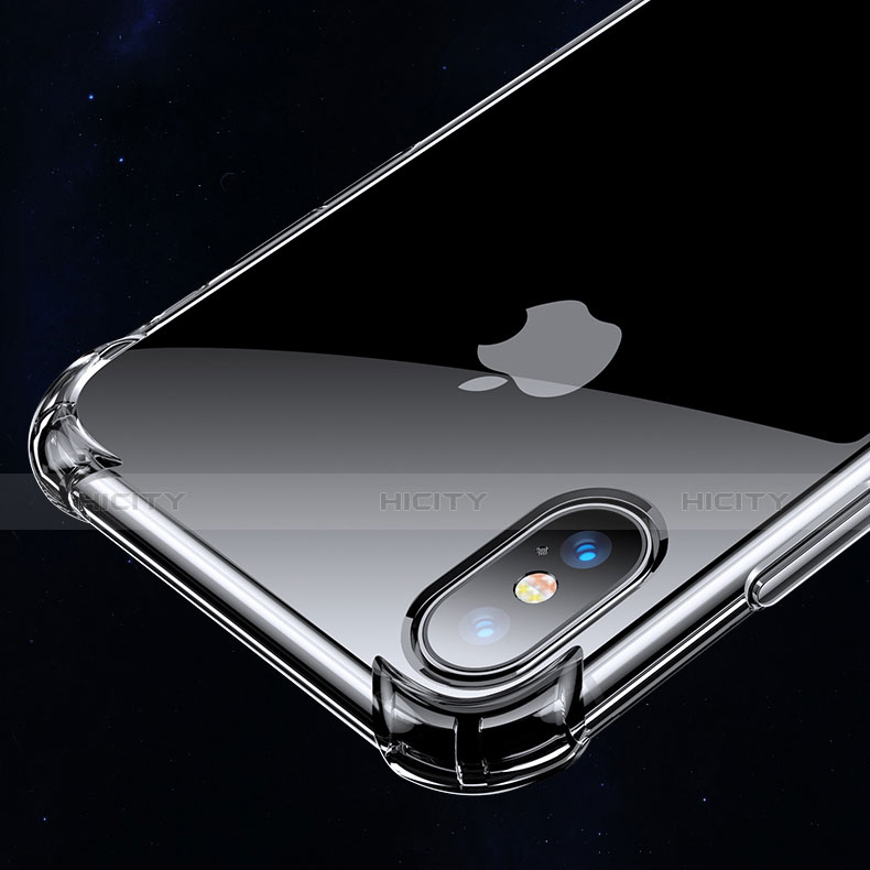 Silikon Schutzhülle Ultra Dünn Tasche Durchsichtig Transparent C15 für Apple iPhone X Schwarz groß