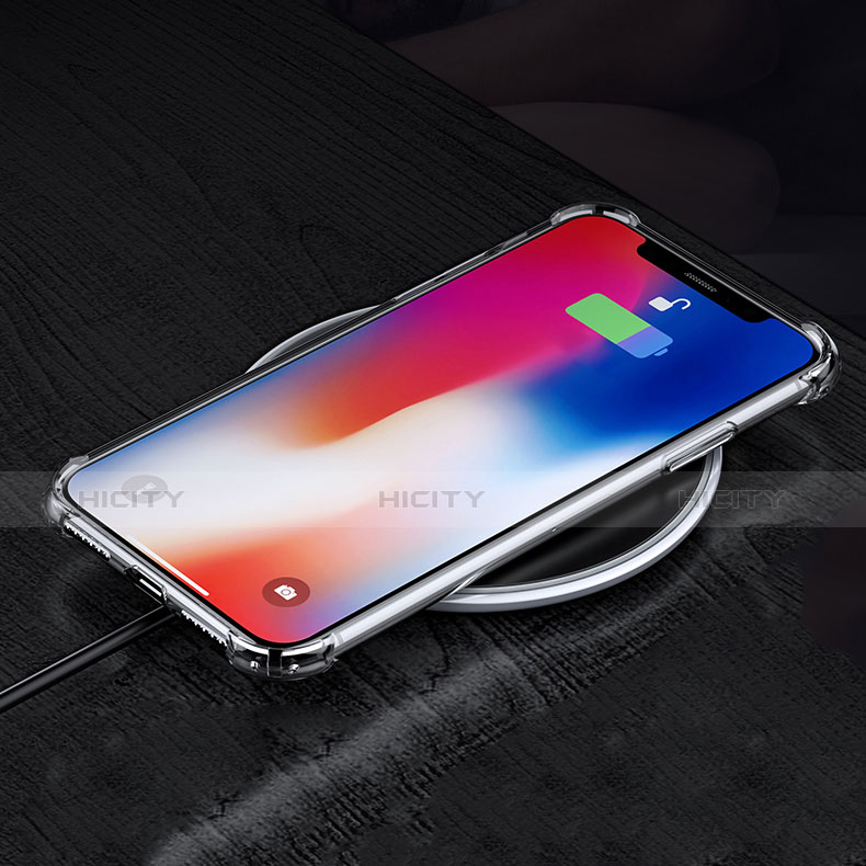 Silikon Schutzhülle Ultra Dünn Tasche Durchsichtig Transparent C15 für Apple iPhone X Schwarz groß