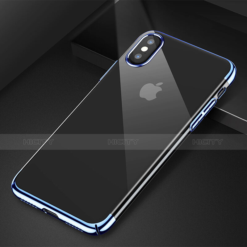 Silikon Schutzhülle Ultra Dünn Tasche Durchsichtig Transparent C16 für Apple iPhone X Blau