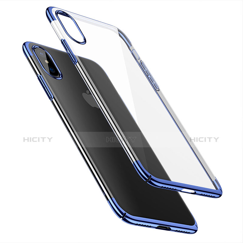 Silikon Schutzhülle Ultra Dünn Tasche Durchsichtig Transparent C16 für Apple iPhone X Blau