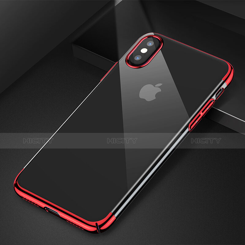 Silikon Schutzhülle Ultra Dünn Tasche Durchsichtig Transparent C16 für Apple iPhone X Rot