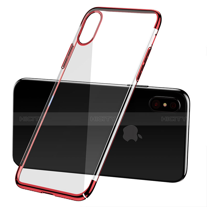 Silikon Schutzhülle Ultra Dünn Tasche Durchsichtig Transparent C16 für Apple iPhone X Rot