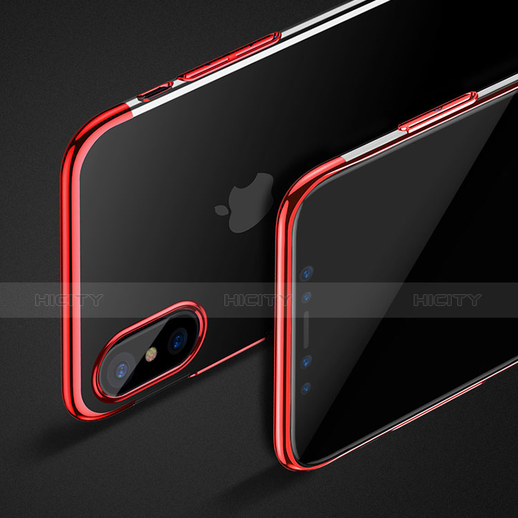 Silikon Schutzhülle Ultra Dünn Tasche Durchsichtig Transparent C16 für Apple iPhone X Rot