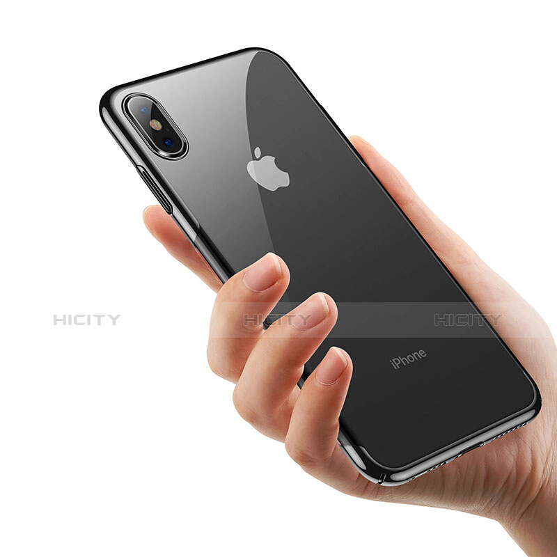 Silikon Schutzhülle Ultra Dünn Tasche Durchsichtig Transparent C16 für Apple iPhone X Schwarz