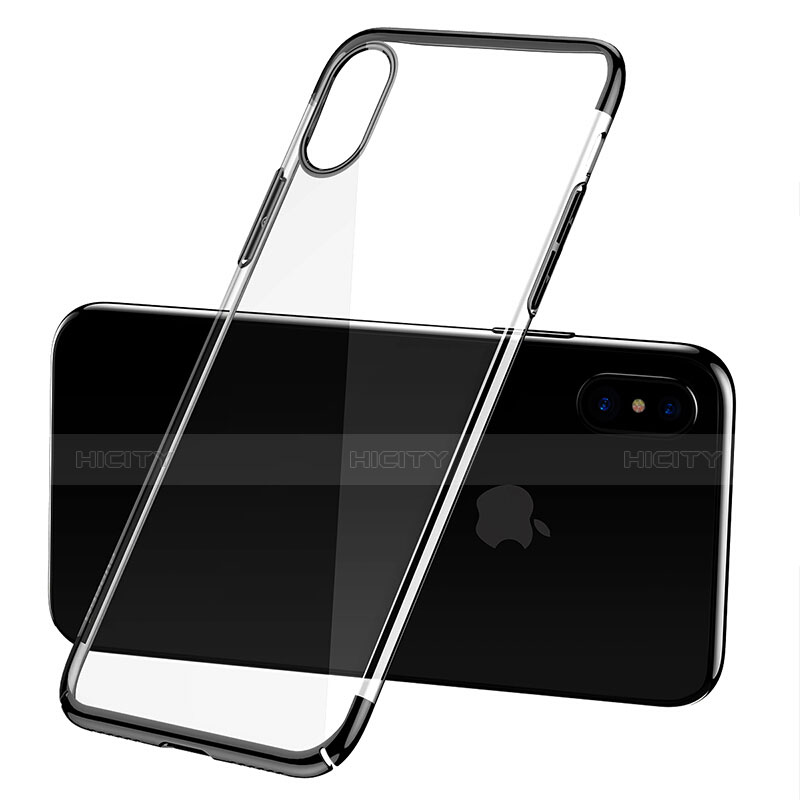 Silikon Schutzhülle Ultra Dünn Tasche Durchsichtig Transparent C16 für Apple iPhone X Schwarz