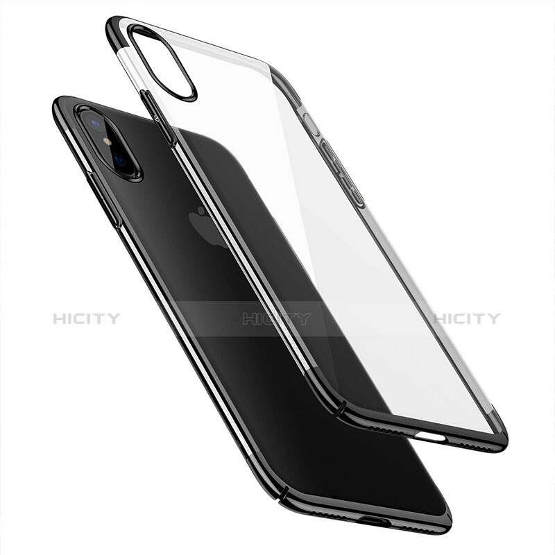 Silikon Schutzhülle Ultra Dünn Tasche Durchsichtig Transparent C16 für Apple iPhone X Schwarz