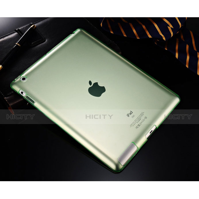 Silikon Schutzhülle Ultra Dünn Tasche Durchsichtig Transparent für Apple iPad 2 Grün groß