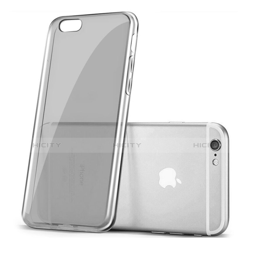 Silikon Schutzhülle Ultra Dünn Tasche Durchsichtig Transparent für Apple iPhone 6S Grau groß