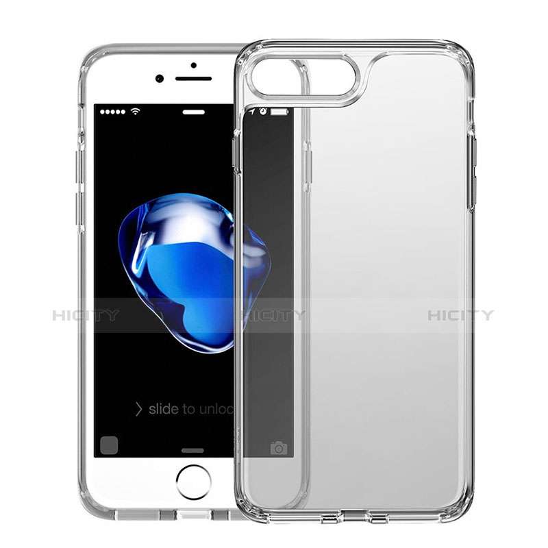 Silikon Schutzhülle Ultra Dünn Tasche Durchsichtig Transparent für Apple iPhone 7 Plus Grau