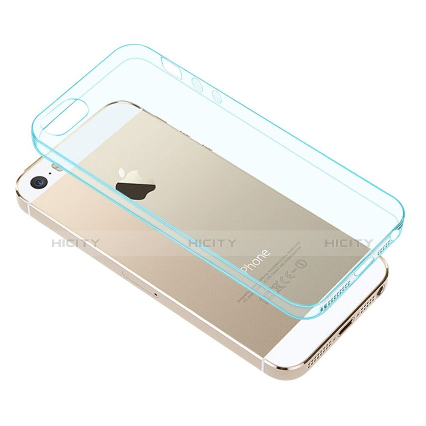 Silikon Schutzhülle Ultra Dünn Tasche Durchsichtig Transparent für Apple iPhone SE Blau