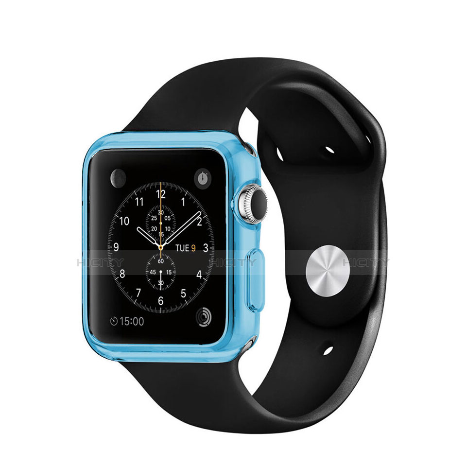 Silikon Schutzhülle Ultra Dünn Tasche Durchsichtig Transparent für Apple iWatch 3 38mm Blau