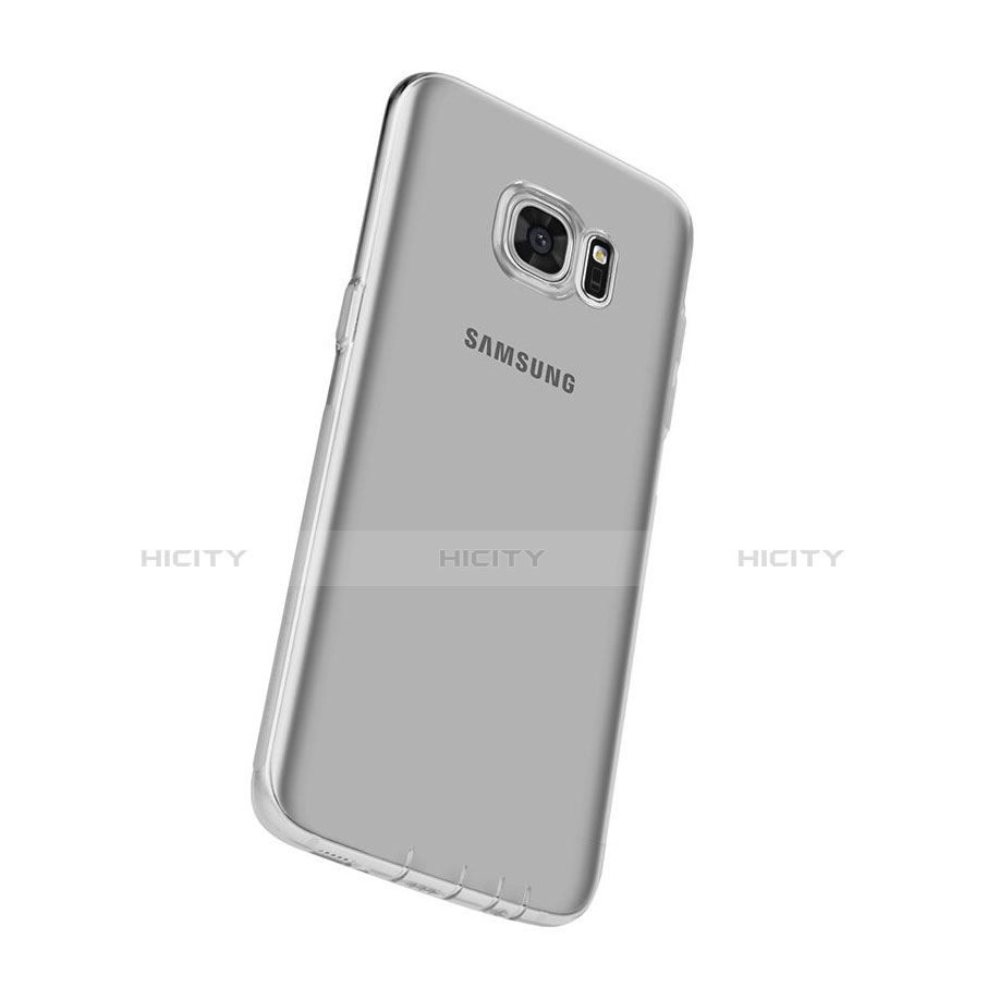 Silikon Schutzhülle Ultra Dünn Tasche Durchsichtig Transparent für Samsung Galaxy S7 Edge G935F Grau groß