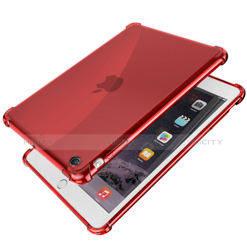 Silikon Schutzhülle Ultra Dünn Tasche Durchsichtig Transparent H01 für Apple iPad Mini 2 Rot