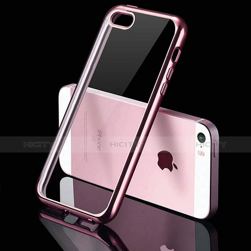 Silikon Schutzhülle Ultra Dünn Tasche Durchsichtig Transparent H01 für Apple iPhone 5 Rosa