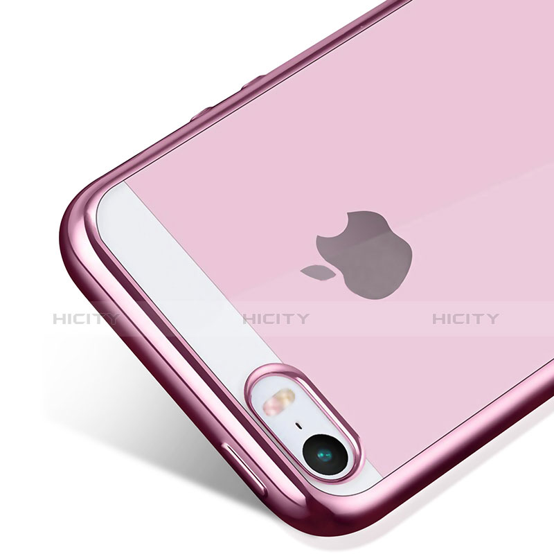 Silikon Schutzhülle Ultra Dünn Tasche Durchsichtig Transparent H01 für Apple iPhone 5 Rosa