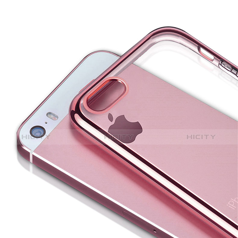 Silikon Schutzhülle Ultra Dünn Tasche Durchsichtig Transparent H01 für Apple iPhone 5 Rosa